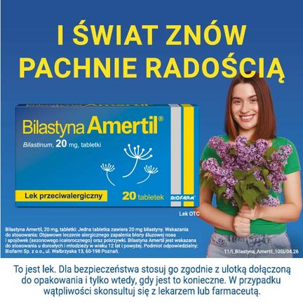 Bilastyna Amertil, 20 mg, 20 tabletek - Alergia