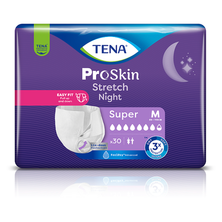 Pieluchomajtki TENA Stretch ProSkin Super Night, rozmiar M, 30 sztuk - zdjęcie produktu