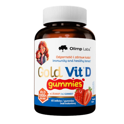 Gold Vit D Gummies, smak truskawkowy, 60 żelek - zdjęcie produktu