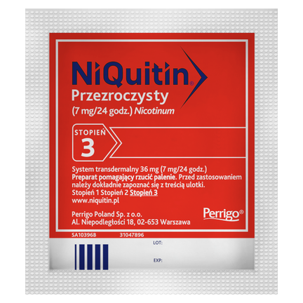 Niquitin 7 mg/24 h, 7 plastrów przezroczystych - 5909990985715