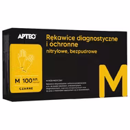 Rękawice diagnostyczne i ochronne nitrylowe, bezpudrowe, czarne, r. M