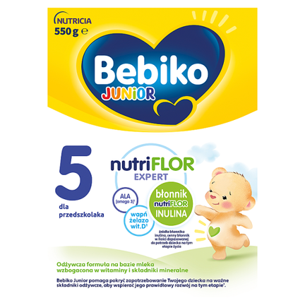 Bebiko Junior NutriFlor Expert 5, odżywcza formuła na bazie mleka dla przedszkolaka, 550 g  - zdjęcie produktu