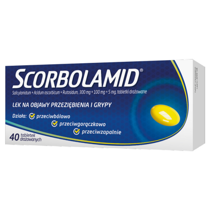 Scorbolamid 300 mg + 100 mg + 5 mg, 40 tabletek drażowanych - zdjęcie produktu