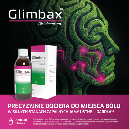 Glimbax, roztwór do płukania jamy ustnej i gardła, 200 ml - ANGELINI