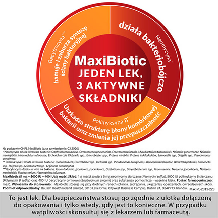 Maxibiotic, maść zawierająca 3 antybiotyki, 10 saszetek x 1 g - 5909991230074