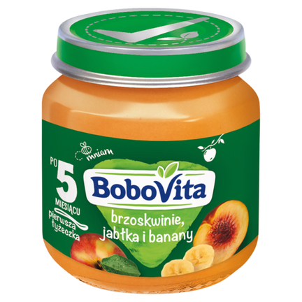 Bobovita deserek Brzoskwinie, jabłka i banany po 5 miesiącu, 125 g - zdjęcie produktu