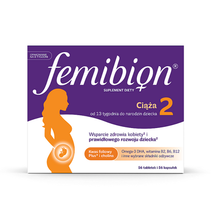 Femibion 2 Ciąża, Kwas Foliowy Plus, DHA, 56 tabletek i 56 kapsułek - zdjęcie produktu
