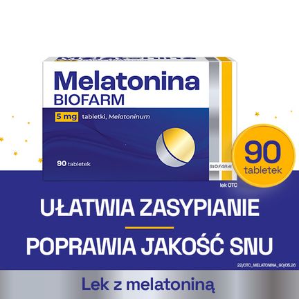 Melatonina Biofarm 5 mg, 90 tabletek  - PRODUKT LECZNICZY NIEREFUNDOWANY OTC