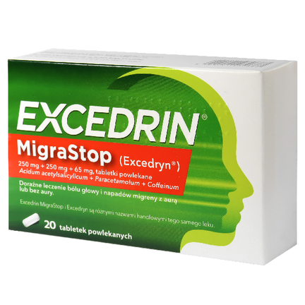 Excedrin MigraStop, 20 tabletek powlekanych (import równoległy Inpharm) - zdjęcie produktu