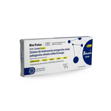 Test Combo 5w1, COVID+GRYPA A/B+RSV+ADV, BioTeke, 1 sztuka - zdjęcie produktu