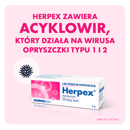 Herpex 50 mg/g, krem 2 g - Dorosły
