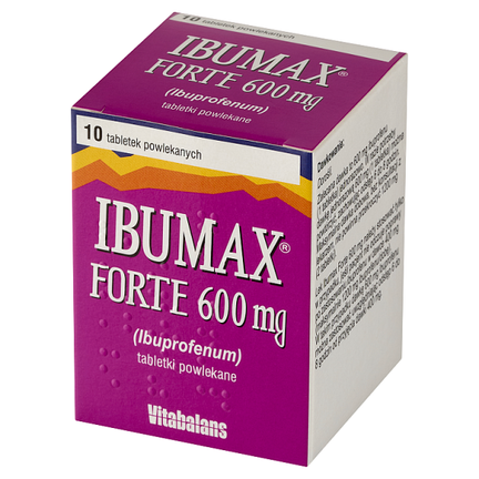 Ibumax Forte 600 mg, 10 tabletek powlekanych  - PRODUKT LECZNICZY NIEREFUNDOWANY OTC