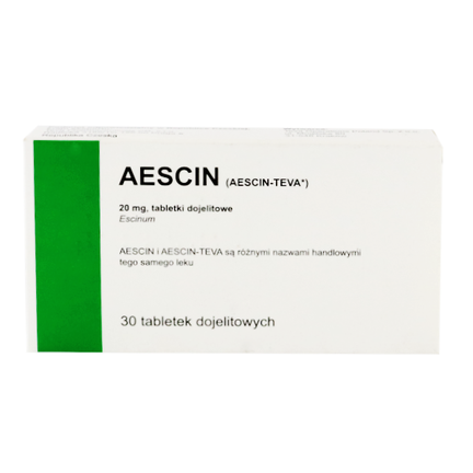 Aescin 20 mg, 30 tabletek dojelitowych (import równoległy) - zdjęcie produktu
