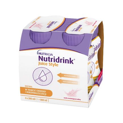Nutridrink Juice Style, o smaku orzeźwiającej maliny, 4 x 200 ml - zdjęcie produktu