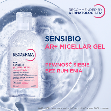 Bioderma Sensibio AR+, oczyszczający żel micelarny, 250 ml - KOSMETYK
