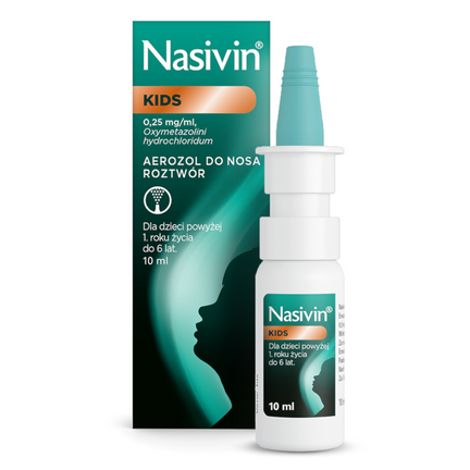Nasivin Kids 0,25 mg/ml, aerozol do nosa, 10 ml - zdjęcie produktu