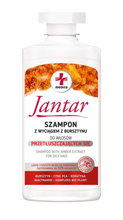 IDEEPHARM Jantar Medica, szampon enzymatyczny z wyciągiem z bursztynu i peelingiem do włosów przetłuszczających się, 330ml — Składniki i ocena