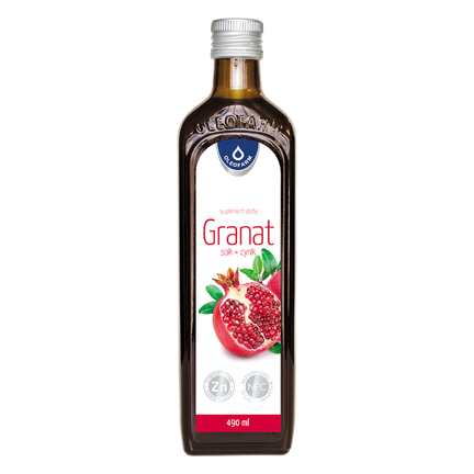Oleofarm Granat sok + cynk, płyn, 490 ml - zdjęcie produktu