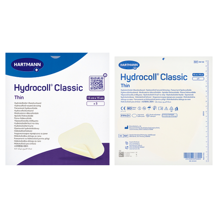Hydrocoll Thin, opatrunek jałowy, 15 cm x 15 cm, 5 sztuk - zdjęcie produktu