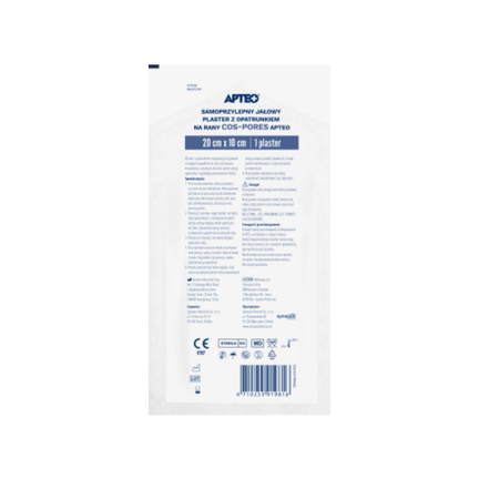 Apteo, Samoprzylepny jałowy plaster z opatrunkiem na rany cos-pores, 20 x 10 cm, 1 sztuka - zdjęcie produktu