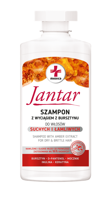 IDEEPHARM Jantar Medica Nawilżający szampon z wyciągiem z bursztynu do włosów suchych i łamliwych, 330ml — Składniki i ocena