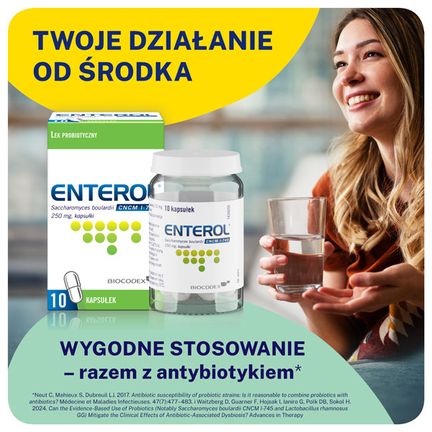 Enterol, 250 mg, 10 kapsułek - PRODUKT LECZNICZY NIEREFUNDOWANY OTC