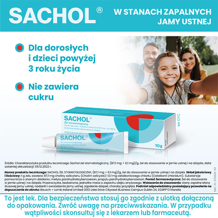 Sachol, żel stomatologiczny do stosowania w jamie ustnej i na dziąsła, 10 g - BAUSCH+LOMB IRELAND