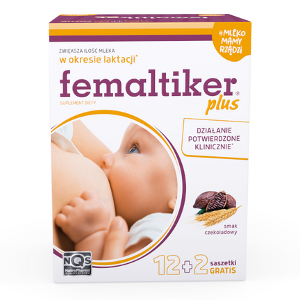 Femaltiker Plus, smak czekoladowy, 12 saszetek+2 gratis - zdjęcie produktu