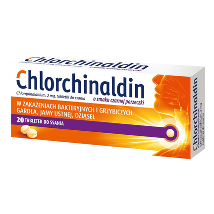 Chlorchinaldin o smaku czarnej porzeczki 2 mg, 20 tabletek do ssania - zdjęcie produktu
