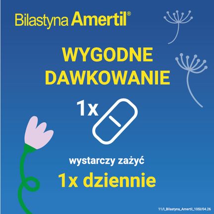 Bilastyna Amertil, 20 mg, 20 tabletek - Przeciwalergiczne