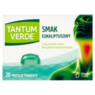 Tantum Verde smak eukaliptusowy 3 mg, 20 pastylek twardych