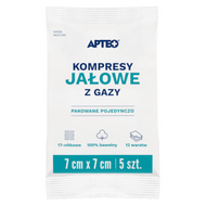 Kompresy jałowe z gazy 7 cm x 7 cm, 5 sztuk
