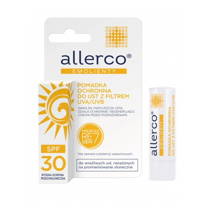 PHARMENA Allerco Emolienty, pomadka ochronna do ust z filtrem UVA/UVB, 4,9 g — Składniki i ocena