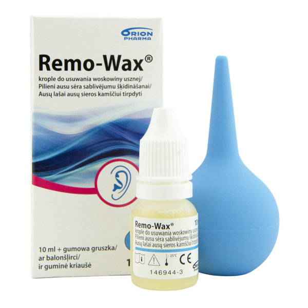 Remo-Wax, krople do usuwania woskowiny usznej, 10 ml + gumowa gruszka