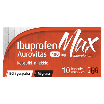 Ibuprofen MAX Aurovitas 400 mg, 10 kapsułek - zdjęcie produktu