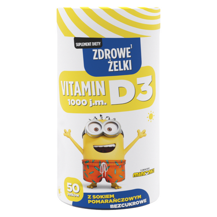 Minionki Zdrowe Żelki Vitamin D, smak pomarańczowy, 50 sztuk - zdjęcie produktu