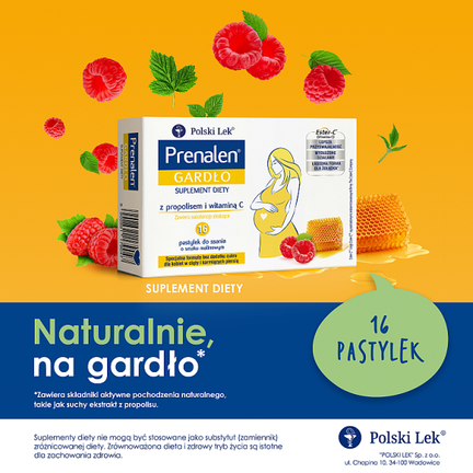 Prenalen gardło, 16 pastylek do ssania - Dorosły