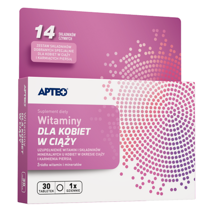Witaminy dla kobiet w ciąży APTEO, 30 tabletek powlekanych - zdjęcie produktu