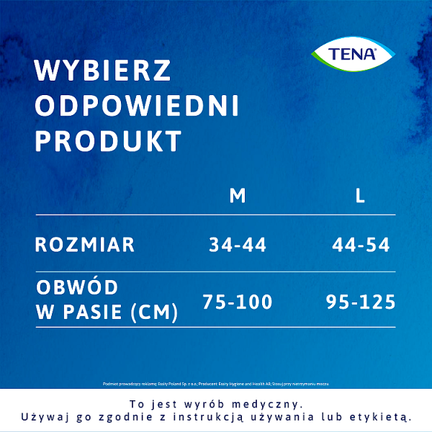 Majtki chłonne TENA Silhouette Black z niskim stanem, rozmiar M, 12 sztuk  - Nietrzymanie moczu