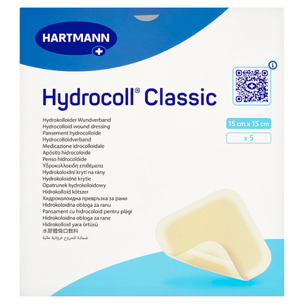 Opatrunek Hydrocoll Classic, 15x15 cm, 5 sztuk - WYRÓB MEDYCZNY