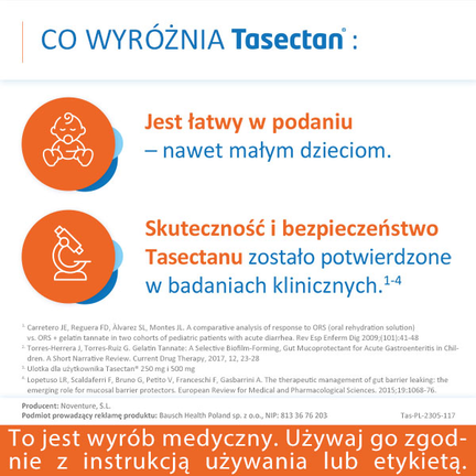Tasectan dla dzieci 250 mg, 20 saszetek - PROSZEK