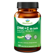 Naturell, Cynk Organiczny + Witamina C, 120 tabletek do żucia