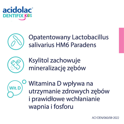 Acidolac Dentifix Kids, smak truskawkowy, 30 tabletek do ssania - POLPHARMA