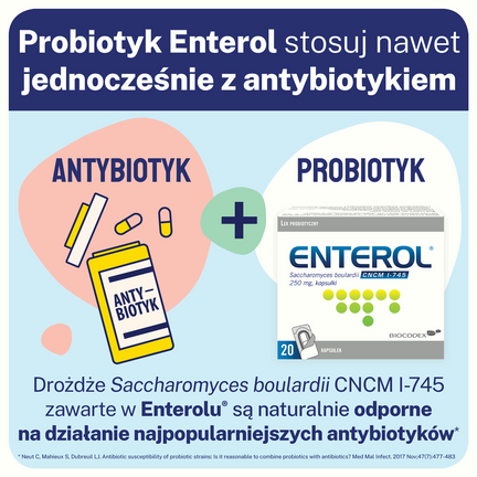 Enterol, 250 mg, 20 kapsułek - Uzupełniające dietę