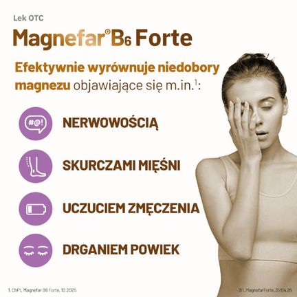 Magnefar B6 Forte, 100 mg + 10,10 mg, 60 tabletek powlekanych - TABLETKI