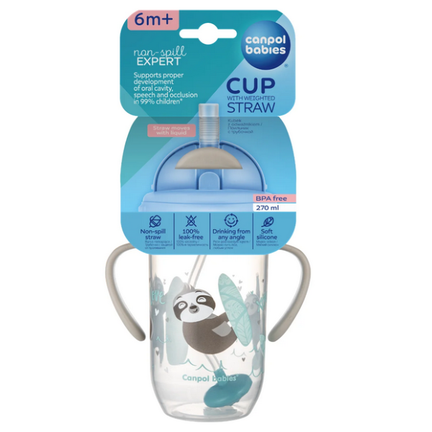 Kubek niekapek z rurką i odważnikiem Canpol babies, Exotic Animals, 270 ml - PRODUKT HIGIENICZNY