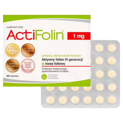 ActiFolin 1 mg, 60 tabletek powlekanych - zdjęcie produktu