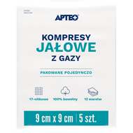Kompresy jałowe z gazy 9 cm x 9 cm, 5 sztuk