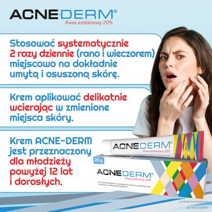 Acne-derm, krem przeciwtrądzikowy i wybielający, 20 g - Dorosły