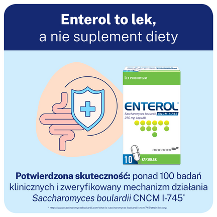 Enterol, 250 mg, 10 kapsułek - Układ pokarmowy